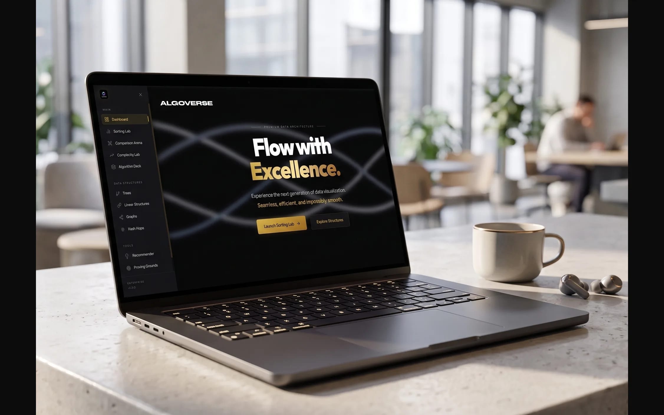 AlgoVerse — The platform as it opens, before a lab is entered.