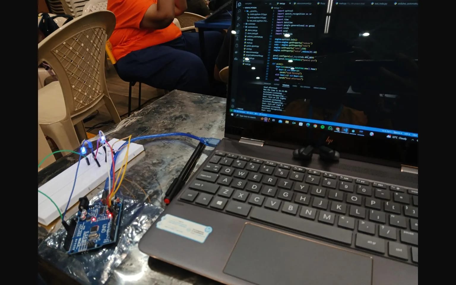 IoT Smart Home Automation — The same rig closer in, mid-session.